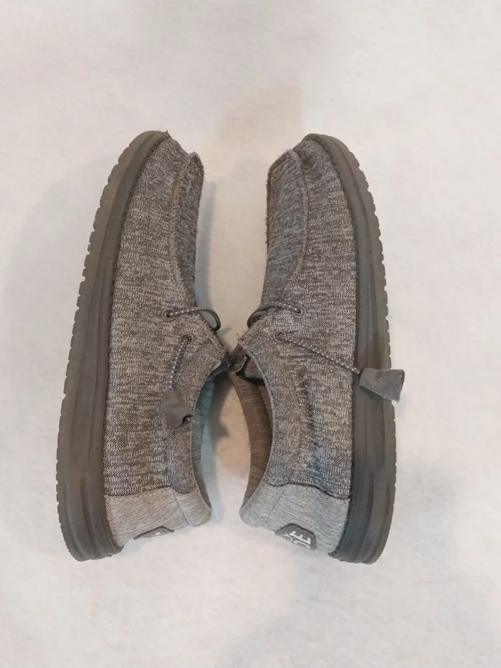 Hey Dude Shoes Mens 8 Gray Knit Wally Sport Slip On Boat Loafer Casual Comfort.